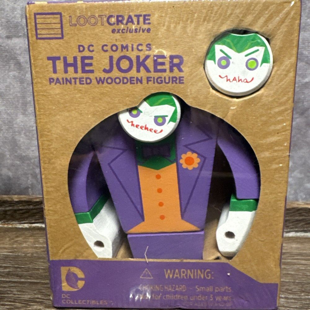 The Joker‎ Painted Wooden Figure DC Comics 2 heads Batman Loot Crate Exclusive